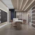 Modern Showroom Interior With Display Shelves Color Samples Chairs And Glass Cabinets