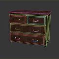 Brown Wooden Dresser With Multiple Drawers And Metal Handles Classic Design And Glossy Surface