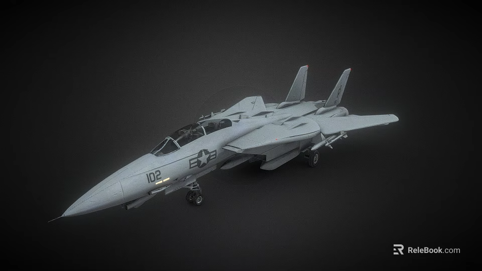 Military Fighter Jet With Tail Number 02 And E23 Insignia Dual Tail Fins Cockpit Design 3d model 