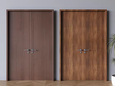 Middle Ancient Style Solid Wood Double Door New Chinese Style Double Door 3d model