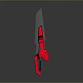Red Weapon Sword With Long Blade And Modern Black Blue Design Details