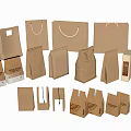 Various Brown Paper Bags Tote Bags And Packaging Boxes As Daily Life Supplies