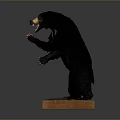Lifelike Black Bear Taxidermy Standing on Wooden Base with Open Mouth