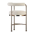 Modern Leisure Chair With Beige Padded Seat Backrest And Metal Frame Design