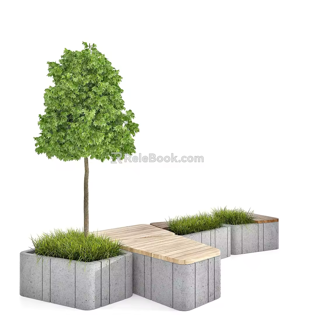 Modern Tree Pool Tree Pool Public Seat Garden Sick 3d model