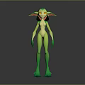 Green Humanoid Game Movie Character With Large Ears Yellow Eyes And Clawed Feet 3d model