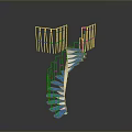 Abstract Spiral Sculpture Design Featuring White Frame And Blue Staircase Elements 3d model