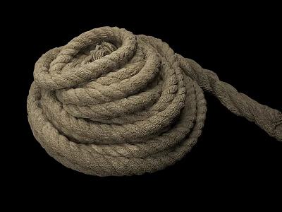 Strong Thick Braided Natural Colored Coiled Rope Household Item For Home Use 3d model