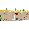 Colorful Children's Sports Equipment Climbing Wall With Holds Rings Ladder And Decorations