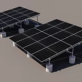 Solar Panel Arrays Installation With Concrete Supports And Ground Mounted Frames 3d model