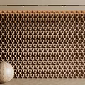 Decorative Background Wall With Geometric Pattern Wooden Texture And Decorative Sphere 3d model
