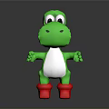 Green Cartoon Dinosaur Plush Toy With Big Eyes White Belly And Red Shoes