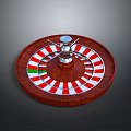 Roulette Wheel Household Item With Red White Compartments Wooden Base And Metal Components