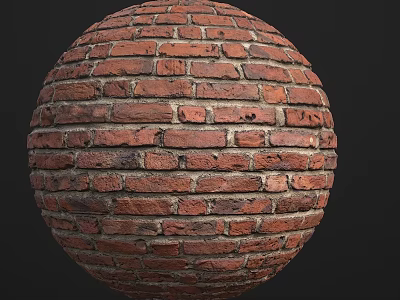 Red Brick Floor Tiles Sphere Display with Detailed Texture and Classic Design Style 3d model