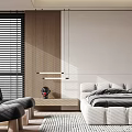Modern Bedroom Interior Design With Large Bed Decorative Painting Bedside Tables And Area Rug