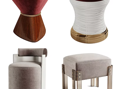 Stylish Modern Upholstered Ottoman Featuring Velvet Textured Fabric Wooden Metal Base Gold Accents 3d model