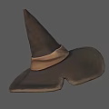 Wizard Hat 3D Render With Pointed Top Wide Brim And Brown Band 3d model