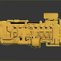 Golden Industrial Engine Model With Detailed Mechanical Components And Shiny Metallic Structure 3d model