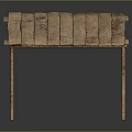 Vintage Rustic Wooden Table With Square Planked Top Distressed Texture And Curved Legs 3d model