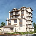 Luxury Residential Building With Modern Traditional Design Greenery And Outdoor Leisure Area