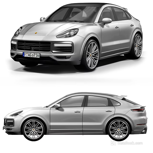 Silver Luxury SUV With Sleek Exterior Design And Stylish Alloy Wheels Front View Side Profile 3d model 