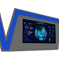 Modern VR Display Featuring Data Charts Globe Visualization And Illuminated Letters