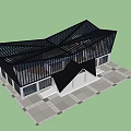 Modern Museum Building With Unique Geometric Roof Design And Glass Facade