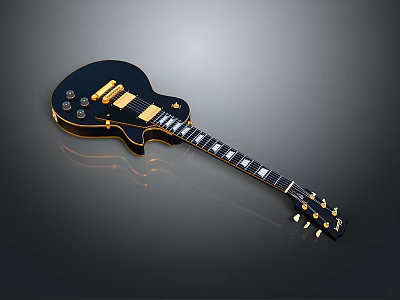 Black Electric Guitar With Gold Hardware And Glossy Finish For Music Lovers 3d model