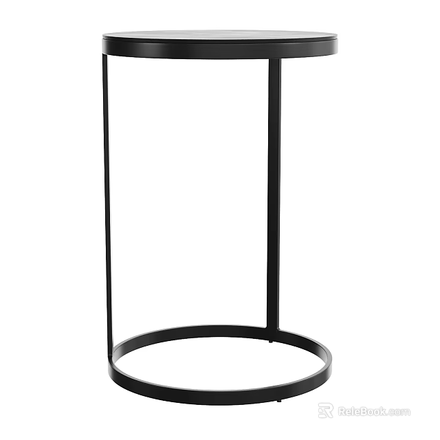 Modern Minimalist Coffee Table Featuring Black Metal Frame And Circular Design 3d model