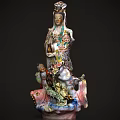 Intricate Sculpture Carving of Traditional Figure with Ornate Decoration and Vibrant Colors