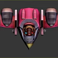Cute Pink Cartoon Airplane With Red Character Yellow Nose Green Cross And Landing Gear Wheels
