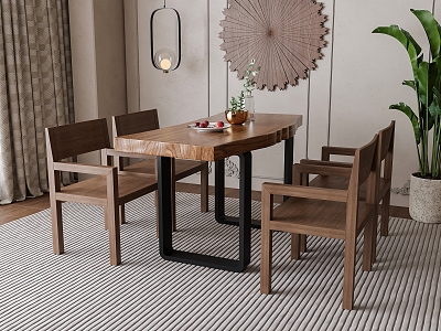 Dining table and chair combination model