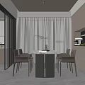 Modern Restaurant Interior Design With Open Layout Dining Table Chairs Cabinets And Windows 3d model