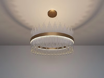 Modern Elegant Chandelier With Circular Metal Frame And Crystal Beads 3d model