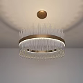 Modern Elegant Chandelier With Circular Metal Frame And Crystal Beads