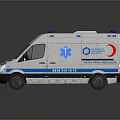 White Police Ambulance Vehicle With Blue Emergency Lights And Medical Signage