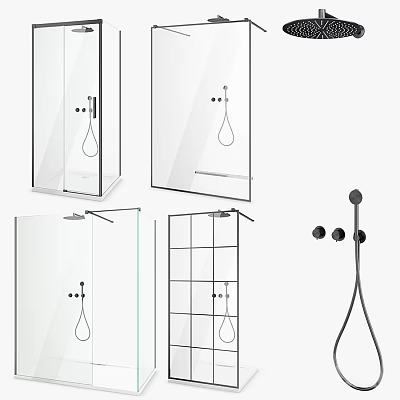 Modern Shower Sauna Design With Glass Enclosure And Shower Head Fixtures 3d model