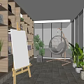 Art Studio Interior With Easels Plaster Statue And Hanging Paintings 3d model