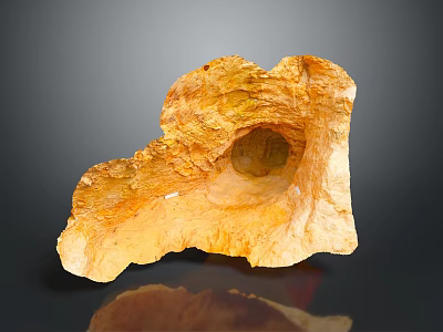Unique Natural Yellow Decorative Component with Rough Surface and Central Hole 3d model
