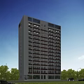 Modern Multi Storey Industrial Factory Building With Large Glass Windows And Green Trees