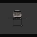Outdoor Grill Cart with Open Lid Metal Grates Foldable Side Shelf and Wheels for Mobility