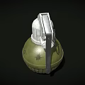Military Hand Grenade With Green Casing White Fuse Metal Safety Pin And PTO Marking