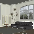Modern Multiplayer Sofa Cream Sofa Coffee Table Combination 3d model