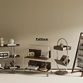 Decorative Bookshelf Retro Bookshelf Retro Trolley Storage Bookshelf Storage Trolley 3d model