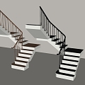 American Pastoral Stairs Solid Wood Stairs 3d model