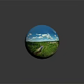 Natural Scenic Landscape With Forest Valley Rocky Terrain And Blue Sky Clouds
