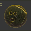 Dark Blue Bowling Ball With Golden Crackle Pattern And Three Finger Holes