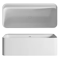 Modern Sleek White Freestanding Bathtub With Minimalist Design And Smooth Surface
