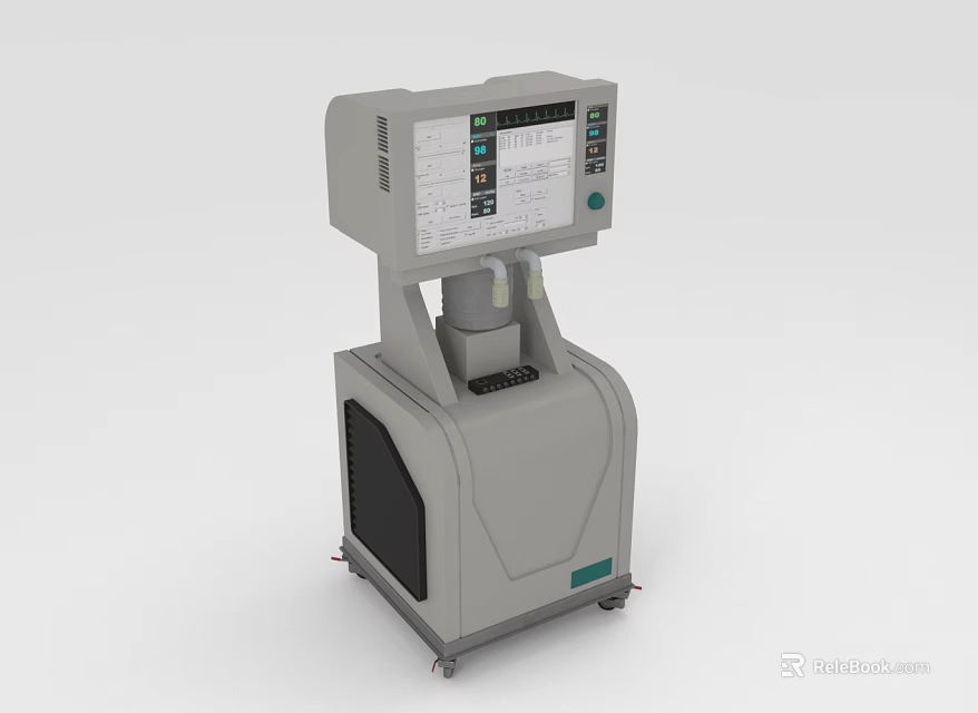 Advanced Medical Device With Digital Display Screen And Control Panel On Wheels 3d model 