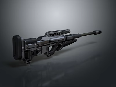 Modern Futuristic Sci Fi Rifle Featuring Black Silver Design Long Barrel And Tactical Rail 3d model